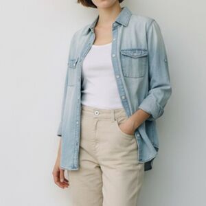 J. Crew Light Wash Chambray Button-Down Shirt